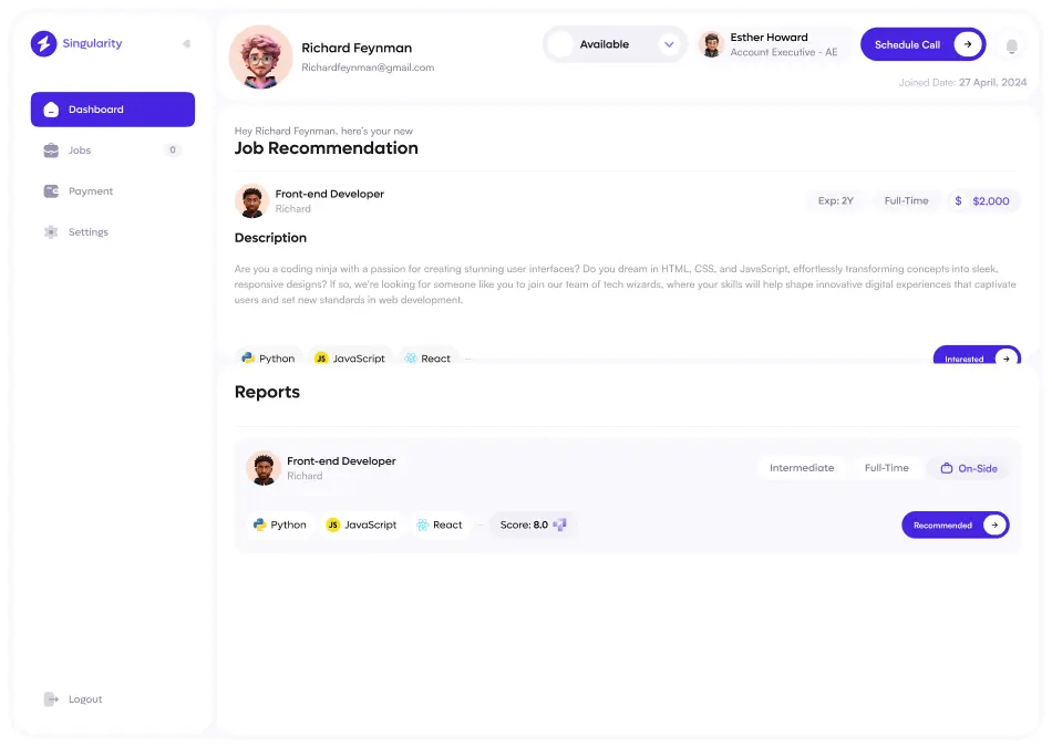 Automated Candidate Screening - Leverage AI to instantly screen resumes and shortlist top candidates based on role fit and skills