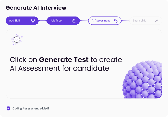Generate AI Interview — click Generate Test to create an AI assessment for a candidate